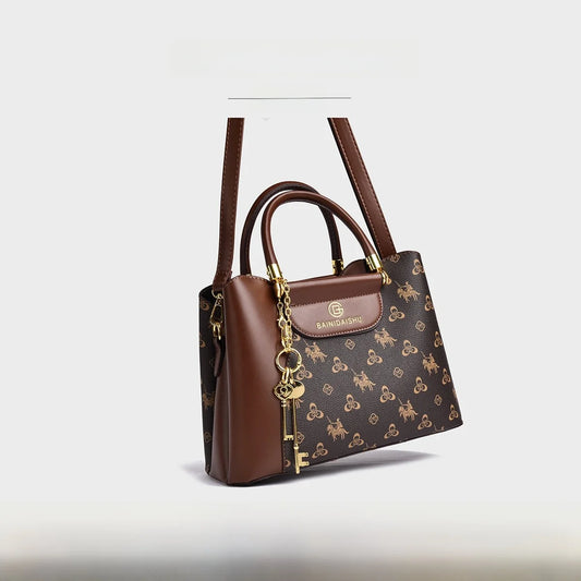 2025 New Retro Print Mom Bag Large Capacity Commuter Casual Handbag Lightweight Crossbody Shoulder Bag Handheld Bag