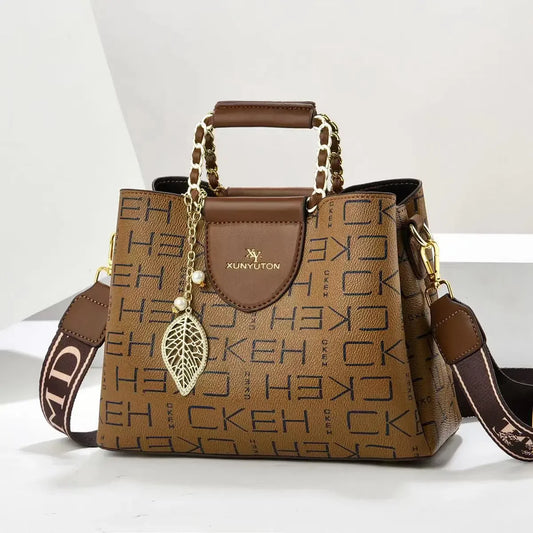 Business OL Women's Crossbody Bag Shoulder Bag Floral Print Soft PU Leather Interior Zipper Pocket Artificial Leather Lining